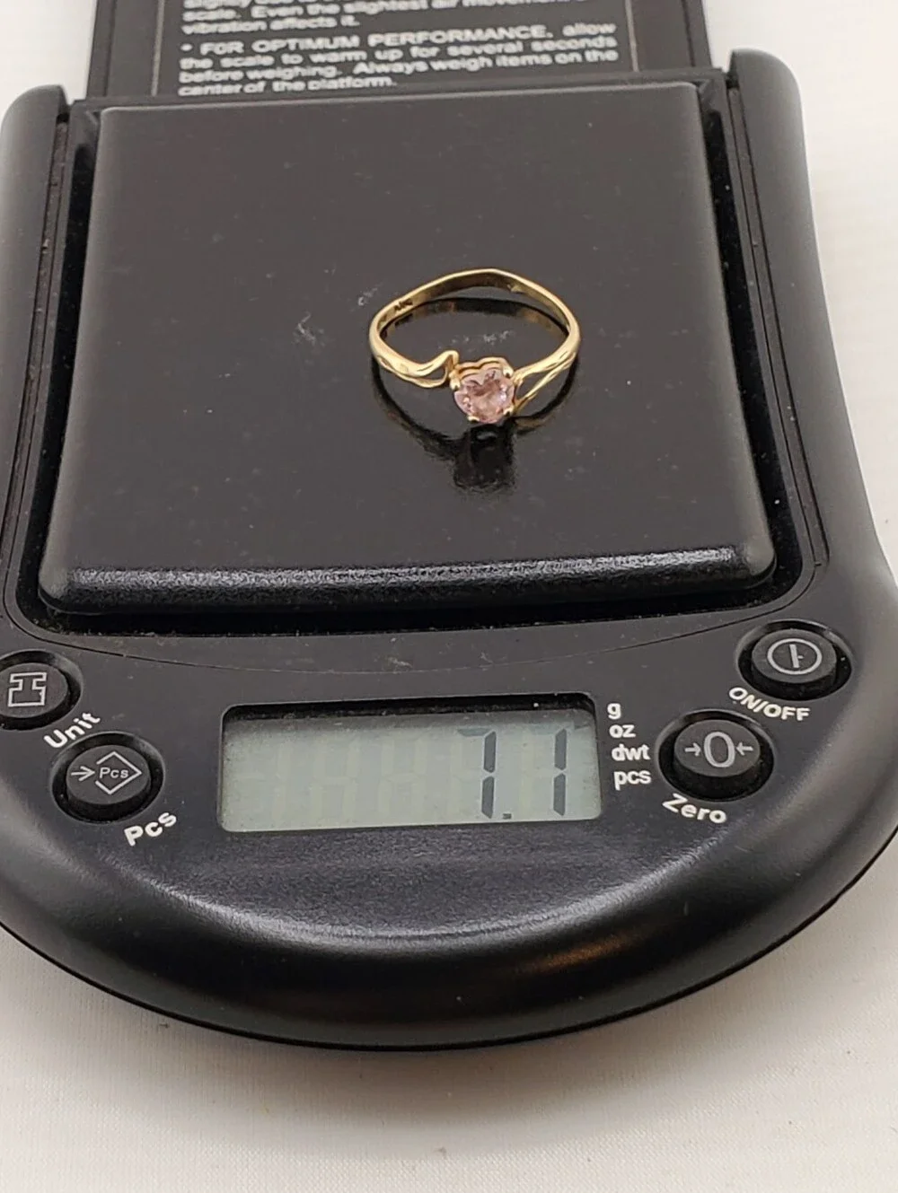 10k Gold Heart Pink Zircon Ring 6.5